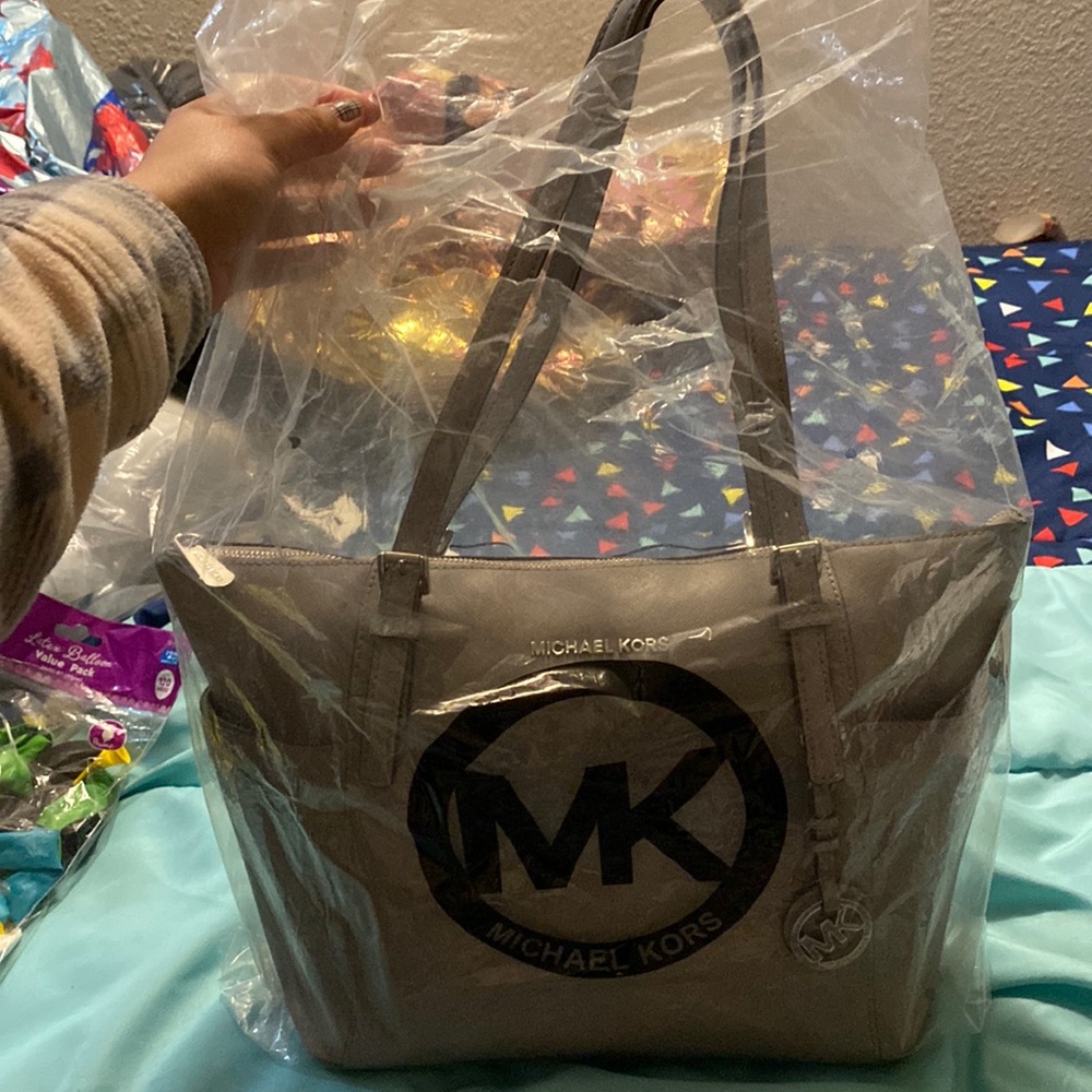 Gray Michael Kors purse